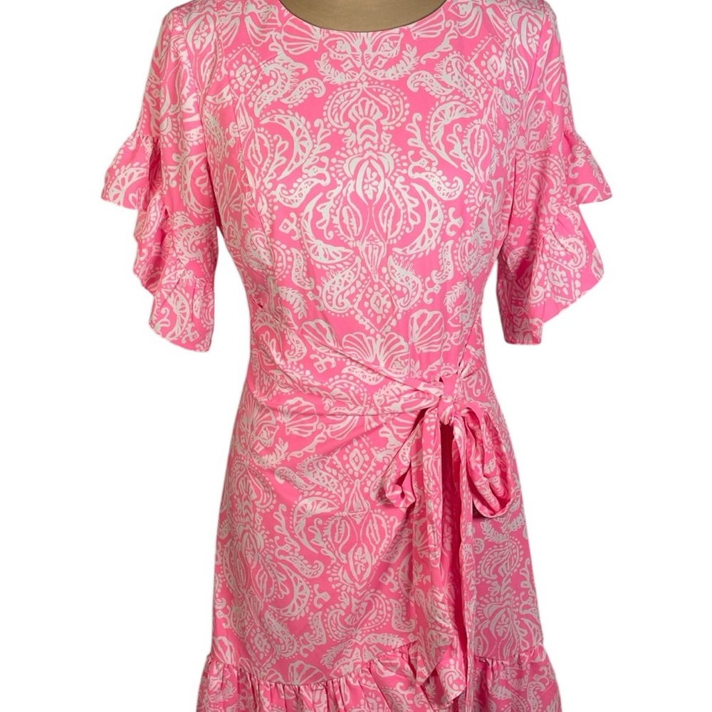 Lilly Pullitzer Darlah Pink Floral Ruffle Stretch Dress - Picture 2 of 5